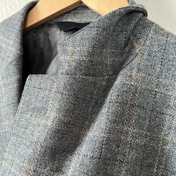 Baroni Menswear Wool 2 Button Gray Checkered Men's Blazer - Picture 4 of 16